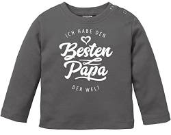 MoonWorks® Baby Langarmshirt Babyshirt Ich Habe den besten Papa der Welt Spruch Geschenk Jungen Mädchen dunkelgrau 92/98 (16-24-Monate) von MoonWorks