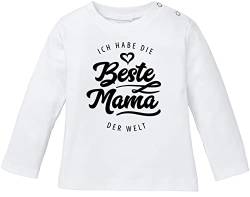 MoonWorks® Baby Langarmshirt Babyshirt Ich Habe die Beste Mama der Welt Spruch Geschenk Jungen Mädchen weiß 92/98 (16-24-Monate) von MoonWorks