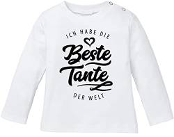 MoonWorks® Baby Langarmshirt Babyshirt Ich Habe die Beste Tante der Welt Spruch Geschenk Jungen Mädchen weiß 68/74 (4-9 Monate) von MoonWorks