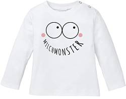 MoonWorks® Baby Langarmshirt Babyshirt Milchmonster lustig Jungen Mädchen Shirt weiß 68/74 (4-9 Monate) von MoonWorks