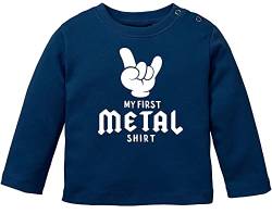 MoonWorks® Baby Langarmshirt Babyshirt My First Metal Shirt Hardrock Heavy Metal Jungen Mädchen Shirt Navy 68/74 (4-9 Monate) von MoonWorks