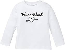 MoonWorks® Baby Langarmshirt Babyshirt Wunschkind Jungen Mädchen Shirt weiß 56/62 (1-3 Monate) von MoonWorks