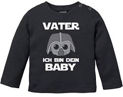 MoonWorks® Baby Langarmshirt Vater ich Bin Dein Baby Bio Baumwolle Babyshirt Jungen Mädchen lustig Spruch Nerd Longsleeve Shirt schwarz 56/62 (1-3 Monate) von MoonWorks