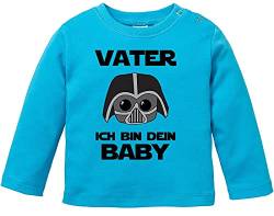 MoonWorks® Baby Langarmshirt Vater ich Bin Dein Baby Bio Baumwolle Babyshirt Jungen Mädchen lustig Spruch Nerd Longsleeve Shirt türkis 68/74 (4-9 Monate) von MoonWorks