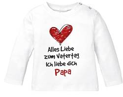 MoonWorks® Baby Langarmshirt mit Spruch Alles Liebe Papa Vatertagsgeschenk Jungen Mädchen Shirt weiß 68/74 (4-9 Monate) von MoonWorks