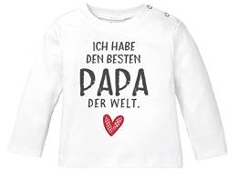 MoonWorks® Baby Langarmshirt mit Spruch ich Habe den besten Papa der Welt Geschenk Geburtstag Bio-Baumwolle Shirt weiß 56/62 (1-3 Monate) von MoonWorks