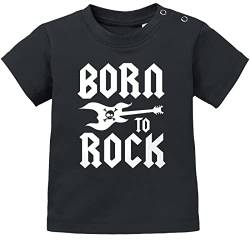 MoonWorks® Baby T-Shirt Kurzarm Babyshirt Born to Rock Hardrock Heavy Metal Jungen Mädchen Shirt schwarz 92/98 (16-24-Monate) von MoonWorks