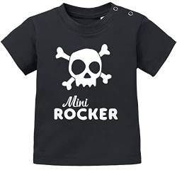 MoonWorks® Baby T-Shirt Kurzarm Babyshirt Mini Rocker Jungen Mädchen Shirt schwarz 92/98 (16-24-Monate) von MoonWorks