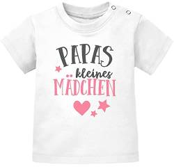 MoonWorks® Baby T-Shirt Kurzarm Babyshirt Papas kleines Mädchen Bio-Baumwolle Shirt weiß 80/86 (10-15 Monate) von MoonWorks