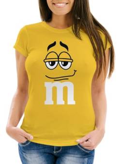 MoonWorks® Damen T-Shirt Fasching Karneval M Aufdruck Gruppen- Kostüm Verkleidung Last Minute Faschingskostüme Frauen 1 gelb XS von MoonWorks