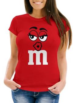 MoonWorks® Damen T-Shirt Fasching Karneval M Aufdruck Gruppen- Kostüm Verkleidung Last Minute Faschingskostüme Frauen 2 rot L von MoonWorks