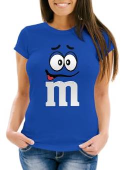 MoonWorks® Damen T-Shirt Fasching Karneval M Aufdruck Gruppen- Kostüm Verkleidung Last Minute Faschingskostüme Frauen 3 blau M von MoonWorks