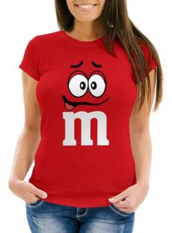 MoonWorks® Damen T-Shirt Fasching Karneval M Aufdruck Gruppen- Kostüm Verkleidung Last Minute Faschingskostüme Frauen 3 rot L von MoonWorks