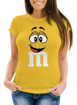 MoonWorks® Damen T-Shirt Fasching Karneval M Aufdruck Gruppen- Kostüm Verkleidung Last Minute Faschingskostüme Frauen 5 gelb M von MoonWorks
