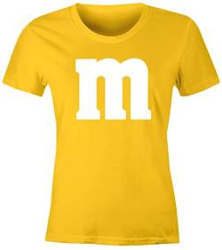 MoonWorks® Damen T-Shirt Gruppen-Kostüm M Aufdruck Kostüm Fasching Karneval Verkleidung gelb S von MoonWorks