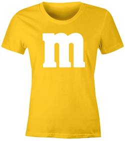 MoonWorks® Damen T-Shirt Gruppen-Kostüm M Aufdruck Kostüm Fasching Karneval Verkleidung gelb XXL von MoonWorks