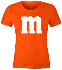 MoonWorks® Damen T-Shirt Gruppen-Kostüm M Aufdruck Kostüm Fasching Karneval Verkleidung orange XL von MoonWorks