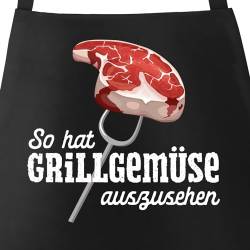 MoonWorks® Grill-Schürze für Männer mit Spruch So hat Grillgemüse auszusehen Spruch lustig Grillen Baumwoll-Schürze Küchenschürze schwarz unisize von MoonWorks