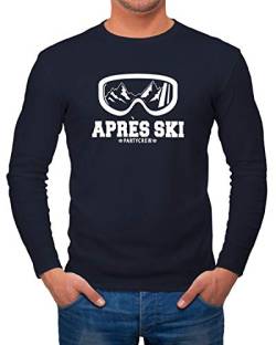 MoonWorks® Herren Long-Sleeve Après Ski Party Crew Ski-Fahrer Snowboard-Fahrer Wintersportler Feiern Fun-Shirt Langarm-Shirt Navy M von MoonWorks
