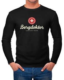 MoonWorks® Herren Long-Sleeve Bergdoktor Après Ski Hüttengaudi Ski-Party Langarm-Shirt schwarz L von MoonWorks