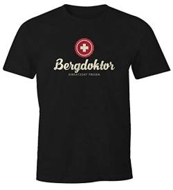 MoonWorks® Herren T-Shirt Bergdoktor Après Ski Hüttengaudi Ski-Party Fun-Shirt schwarz S von MoonWorks