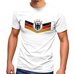 MoonWorks® Herren T-Shirt Deutschland Fußball EM 2021 Deutschlandflagge Nationalfahne Wappen Adler Fanshirt weiß XXL von MoonWorks