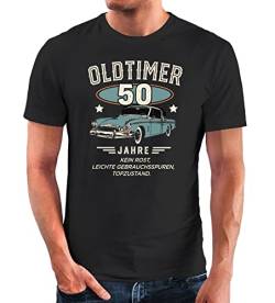 MoonWorks® Herren T-Shirt Geburtstag Oldtimer Auto Vintage Style Retro Look Geschenk für Männer 50 Jahre schwarz XL von MoonWorks