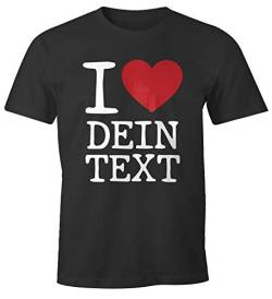 MoonWorks® Herren T-Shirt Herren T-Shirt Spruch I Love rotes Herz anpassbarer Text individualisierbares Motiv Fun-Shirt anthrazit XXL von MoonWorks