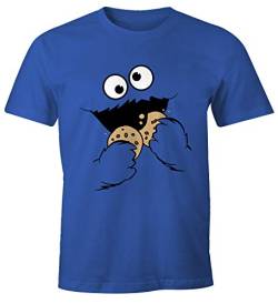 MoonWorks® Herren T-Shirt Krümelmonster Keks Cookie Monster Fasching Karneval Kostüm blau S von MoonWorks