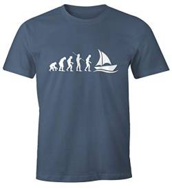 MoonWorks® Herren T-Shirt Segelboot Evolution maritimes Motiv Fun-Shirt Denim M von MoonWorks
