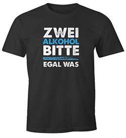 MoonWorks® Herren T-Shirt Zwei Alkohol Bitte egal was lustiges Trink Shirt Saufen Bier Party anthrazit L von MoonWorks