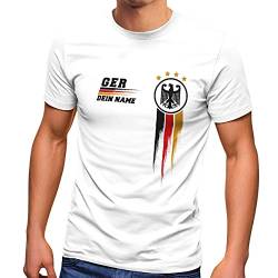 MoonWorks® Herren T-Shirt personalisiert mit Name Deutschland TrikotFußball Europameisterschaft 2021 weiß L von MoonWorks