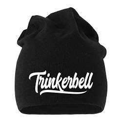 MoonWorks® Jersey Beanie Damen Ginderella Wodkahontas Trinkerbell Alkohol Glühwein Mütze Trinkerbell schwarz Unisize von MoonWorks