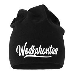 MoonWorks® Jersey Beanie Damen Ginderella Wodkahontas Trinkerbell Alkohol Glühwein Mütze Wodkahontas schwarz Unisize von MoonWorks