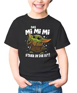 MoonWorks® Kinder T-Shirt Das Mimimi stark in dir ist.Parodie Baby Yoda lustiger Spruch Mädchen schwarz 110-116 (5-6 Jahre) von MoonWorks