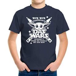 MoonWorks® Kinder T-Shirt Jungen Bye Bye Kindergarten- Das Wars - Episode 2 Möge die Schule mit dir Sein Geschenk zur Einschulung Schulanfang Star Navy 122-128 (7-8 Jahre) von MoonWorks