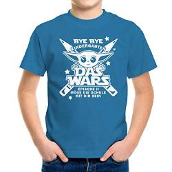 MoonWorks® Kinder T-Shirt Jungen Bye Bye Kindergarten- Das Wars - Episode 2 Möge die Schule mit dir Sein Geschenk zur Einschulung Schulanfang Star Ozean-blau 122-128 (7-8 Jahre) von MoonWorks