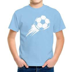 MoonWorks® Kinder T-Shirt Jungen Fußball-Motiv Sport-Kleidung Geschenk für Jungen Fußballfan hellblau 110-116 (5-6 Jahre) von MoonWorks