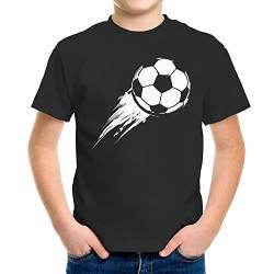 MoonWorks® Kinder T-Shirt Jungen Fußball-Motiv Sport-Kleidung Geschenk für Jungen Fußballfan schwarz 110-116 (5-6 Jahre) von MoonWorks