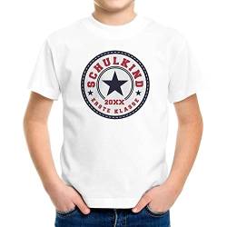 MoonWorks® Kinder T-Shirt Jungen Schulkind 2022 erste Klasse Stern Geschenk zur Einschulung Schulanfang anpassbar weiß 122-128 (7-8 Jahre) von MoonWorks