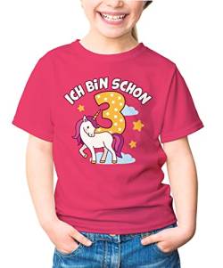 MoonWorks® Kinder T-Shirt Mädchen Einhorn Alter Zahl Spruch Ich Bin Schon (1-8) Geschenk zum Geburtstag für Mädchen 3. Geburtstag pink 110-116 (5-6 Jahre) von MoonWorks