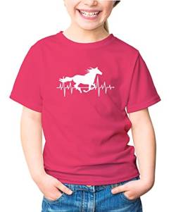 MoonWorks® Kinder T-Shirt Mädchen Pferd Motiv Reiten Geschenk für Mädchen Pferde Tiermotiv pink 129-140 (9-10 Jahre) von MoonWorks