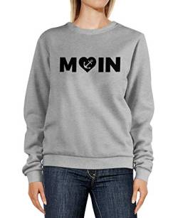 MoonWorks® Sweatshirt Damen Aufdruck Moin Herz mit Anker Rundhals-Pullover Pulli Sweater grau-Melange M von MoonWorks