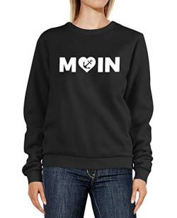 MoonWorks® Sweatshirt Damen Aufdruck Moin Herz mit Anker Rundhals-Pullover Pulli Sweater schwarz XS von MoonWorks