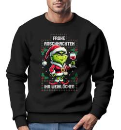 MoonWorks® Sweatshirt Herren Anti-Weihnachten Grinch Weihnachtsmuffel Frohe Arschnachten Ihr Weinlöcher Ugly Xmas Sweater schwarz M von MoonWorks