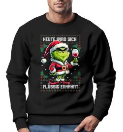 MoonWorks® Sweatshirt Herren Anti-Weihnachten Grinch Weihnachtsmuffel Heute Wird Sich flüssig ernährtr Ugly Xmas Sweater schwarz 4XL von MoonWorks