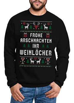 MoonWorks® Sweatshirt Herren Weihnachtspulli Ugly Christmas Frohe Arschnachten Ihr Weinlöcher Sweater schwarz L von MoonWorks