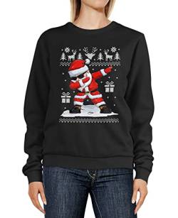 MoonWorks®S weatshirt Damen Weihnachten Dabbing Santa Weihnachtsmann Dab Motiv Rundhals-Pullover Pulli schwarz S von MoonWorks