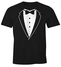 MoonWorks Anzug T-Shirt Smoking Tuxedo Anzug Aufdruck Fun-Shirt schwarz L von MoonWorks