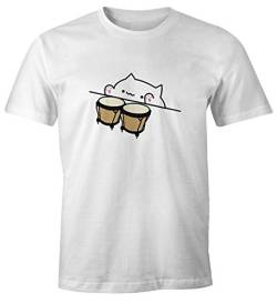 MoonWorks Bongo Cat Herren T-Shirt Meme Fun-Shirt weiß XL von MoonWorks